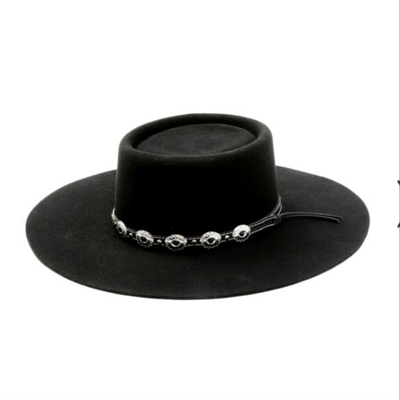 Shyanne Accessories - ❤️‍🔥Shyanne Black Telescope Stiff Brim Felt Gaucho Hat Sz.S❤️‍🔥